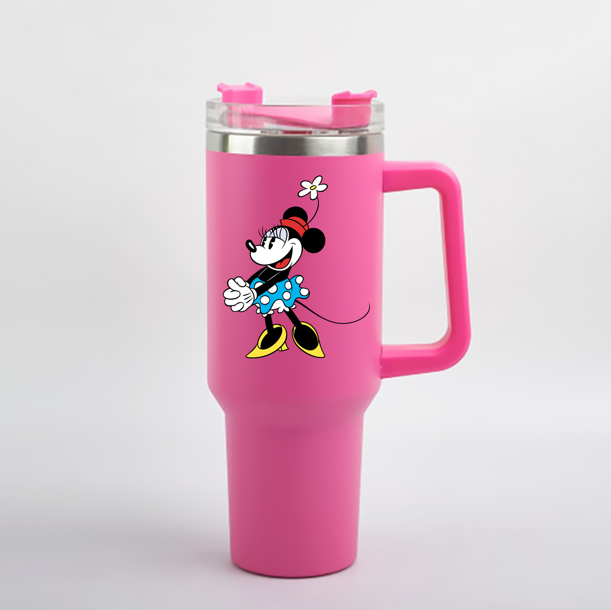 （画像用） ミッキーマウス Mickey Mouse 1200mL車用タンブラー - クリスタルステッカー（プラスチックストロー付き）